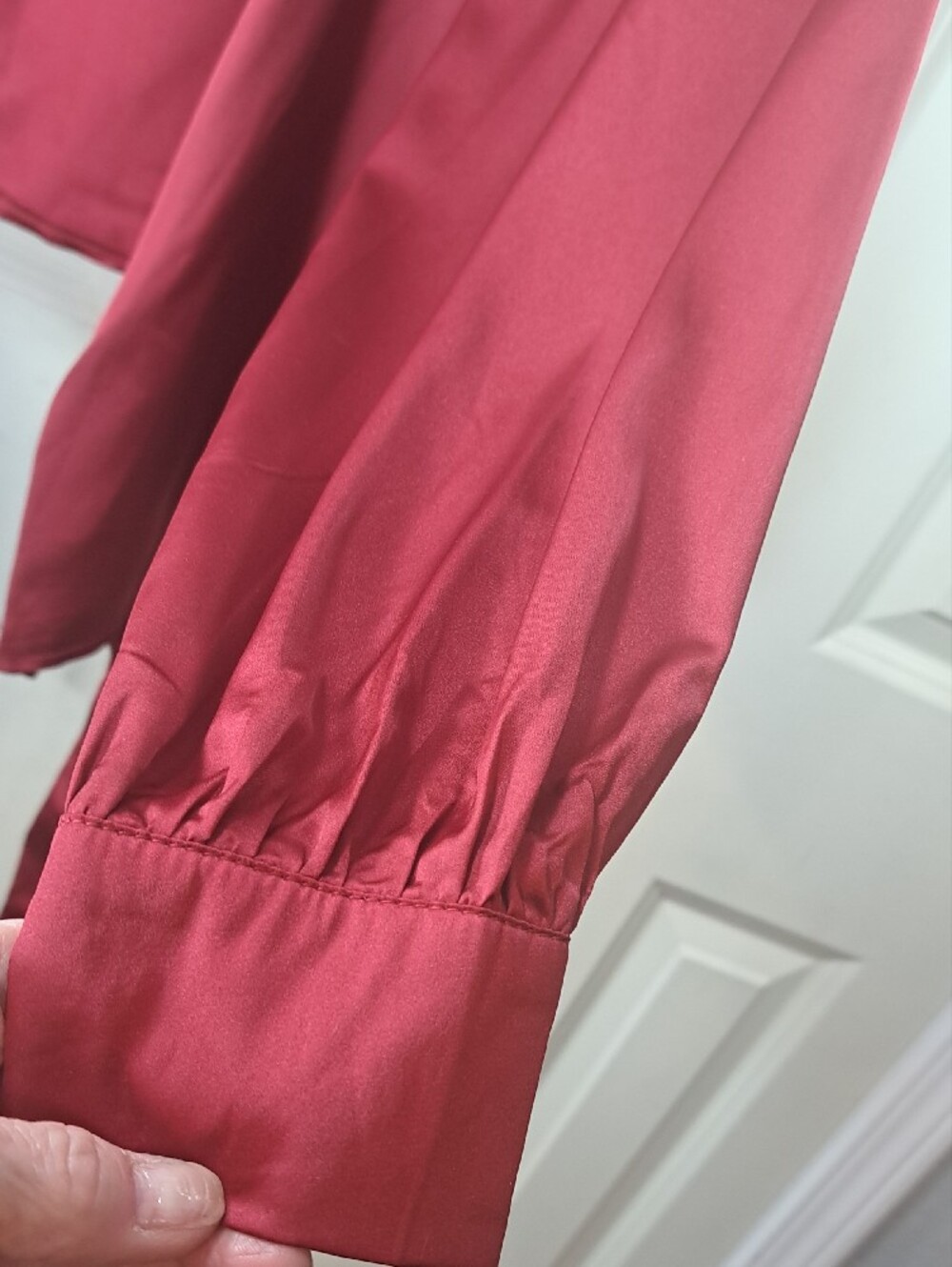 Satin Burgundy Open Front Tie-Front Blouse - Picture 6 of 10